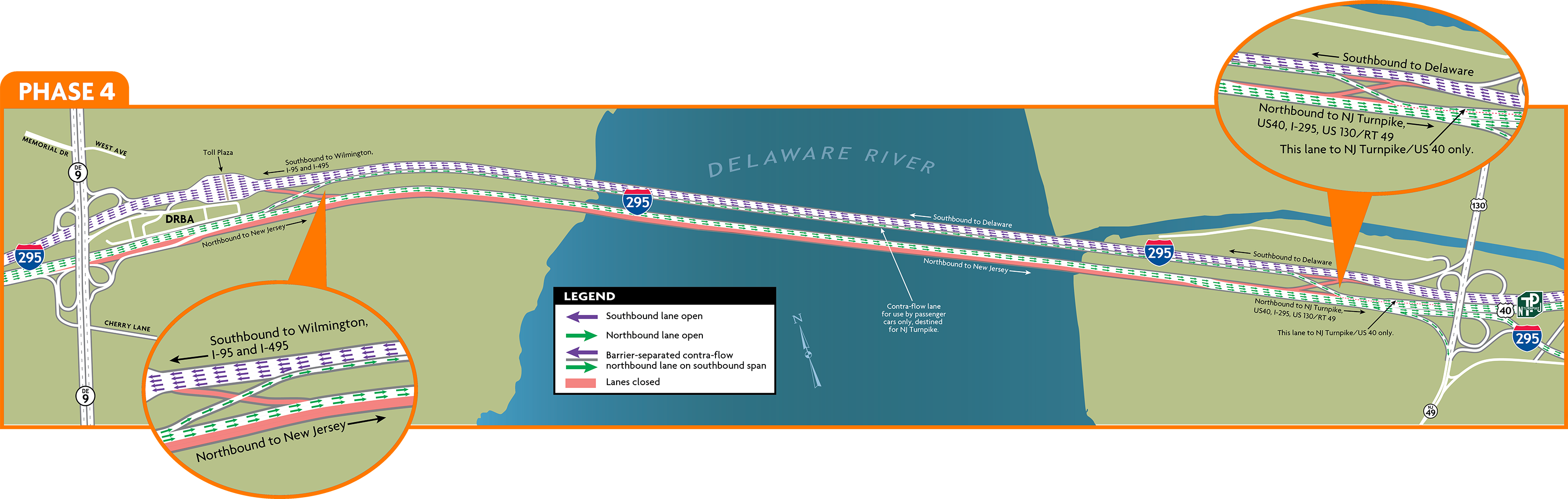 The Delaware Memorial Bridge traffic flow for fall 2026 for the joint replacement and rehabilitation project