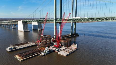 Ship Collision Prevention System under construction on the Delaware Side of the River